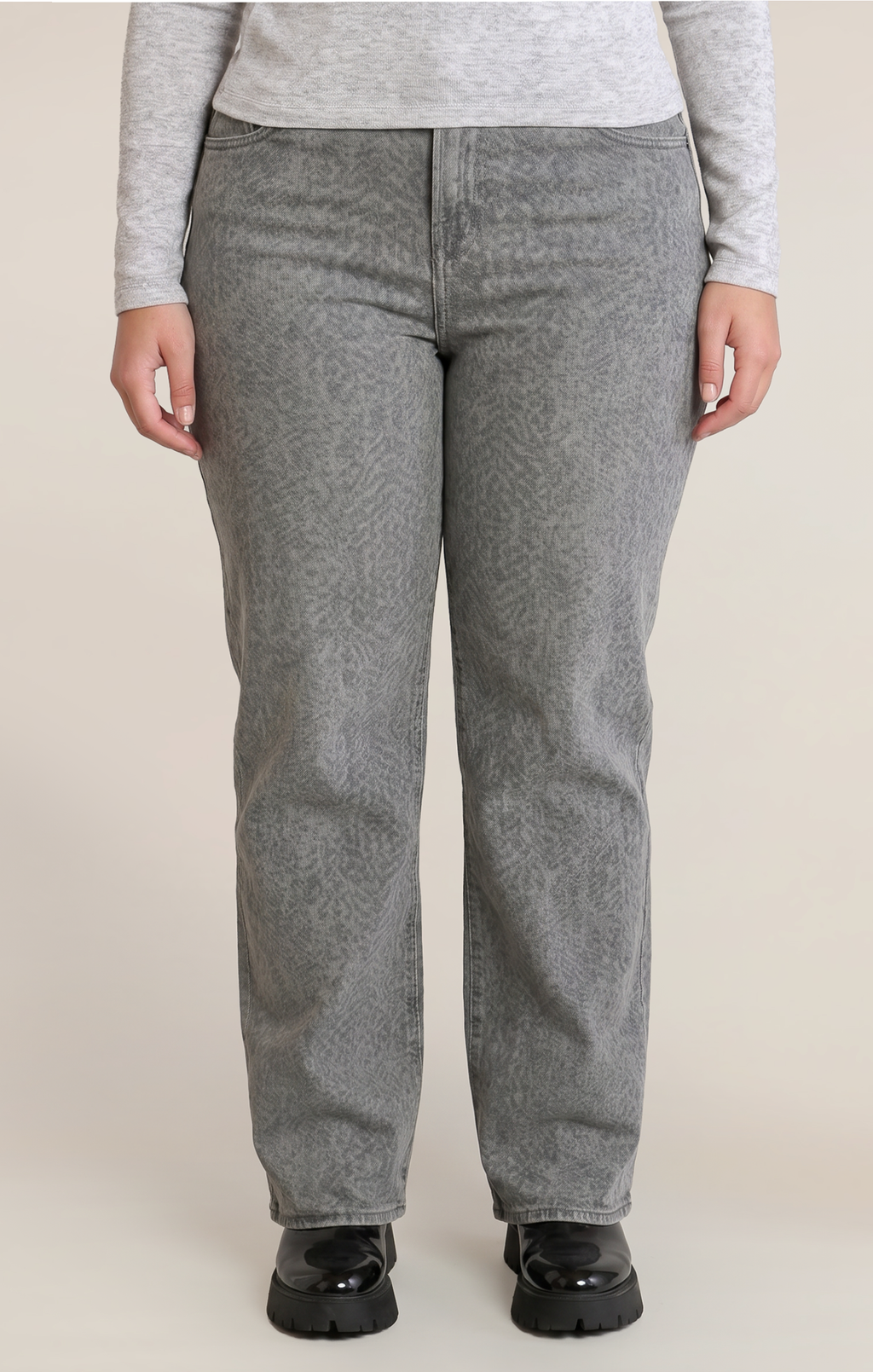 Snake-Print Straight-Leg Stretch Jeans