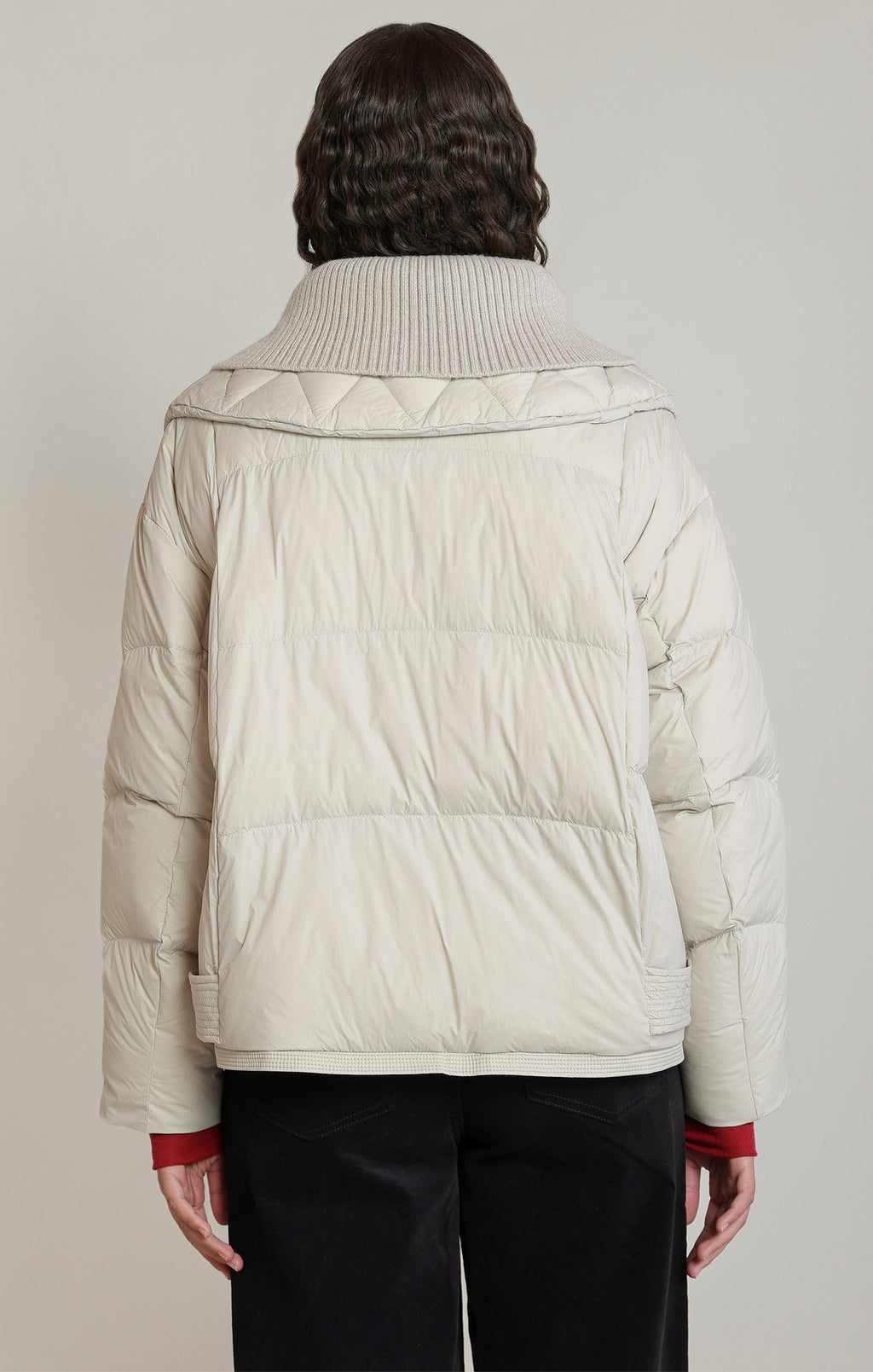 Quilted Puffer Jacket with Ribbed Funnel Collar