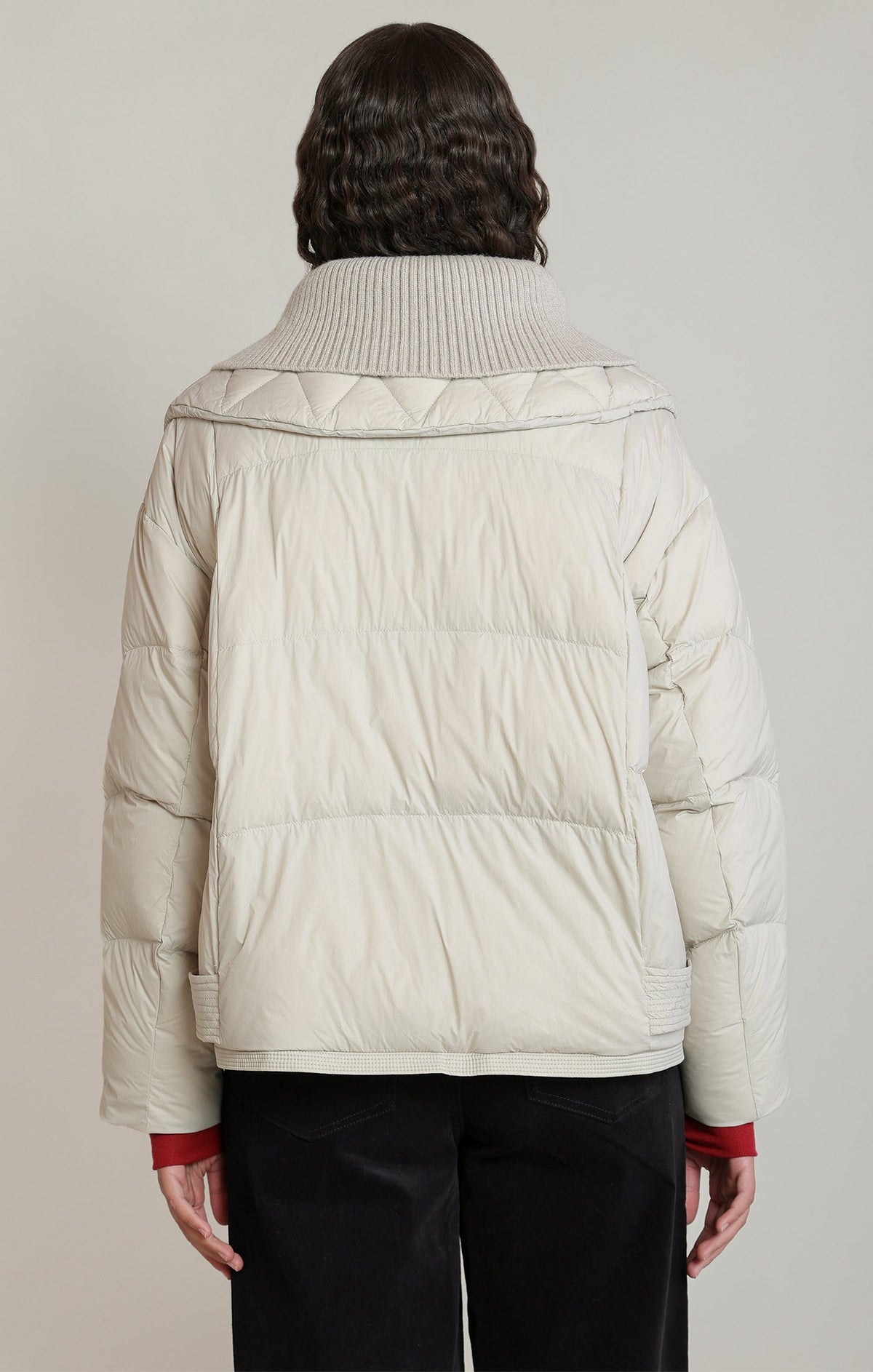 Quilted Puffer Jacket with Ribbed Funnel Collar