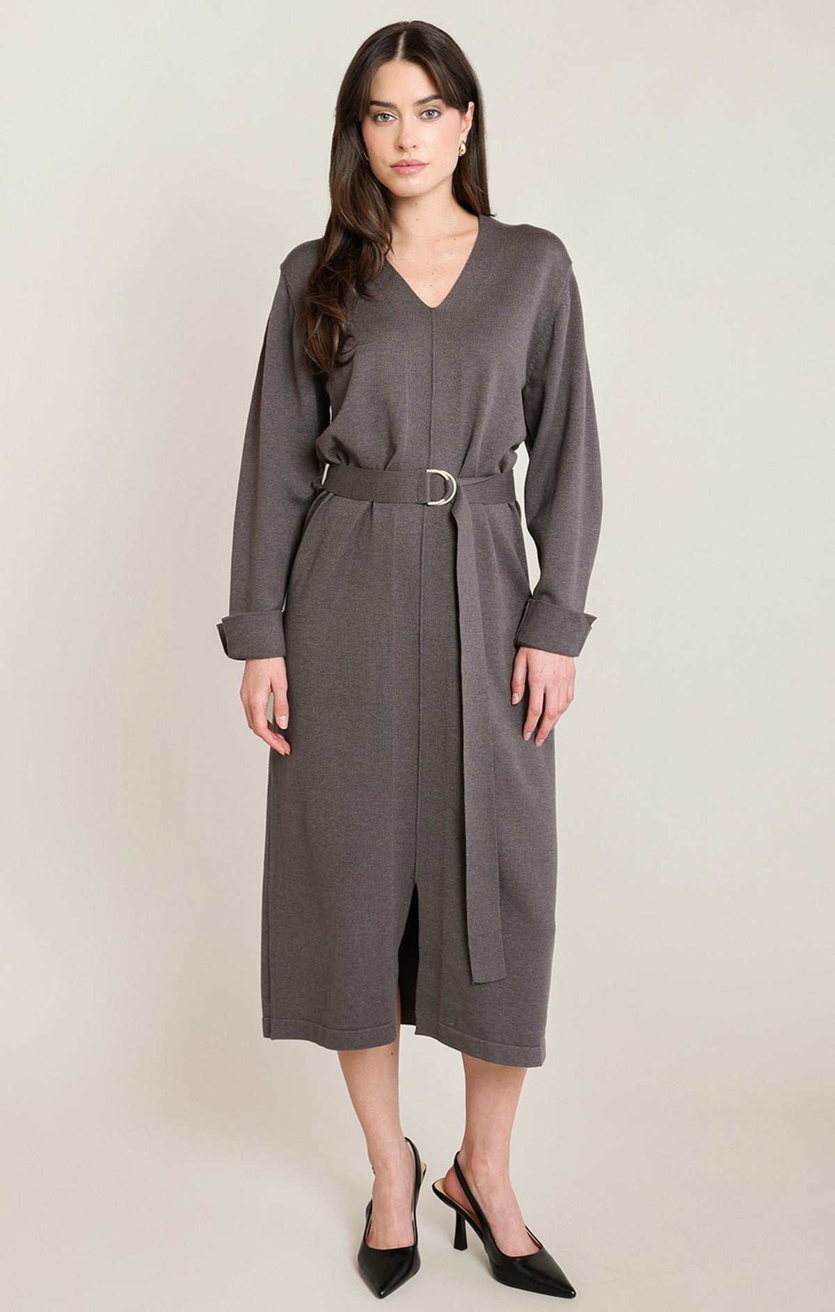 Belted Cotton-Blend Midi Jumper Dress