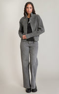 Long-Sleeve Zip-Front Knit Cardigan