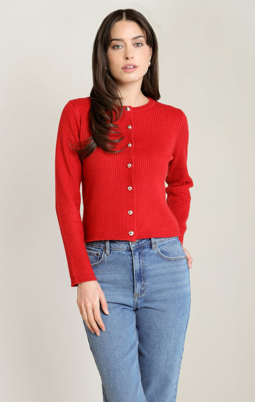 Button-Through Cotton-Blend Cardigan
