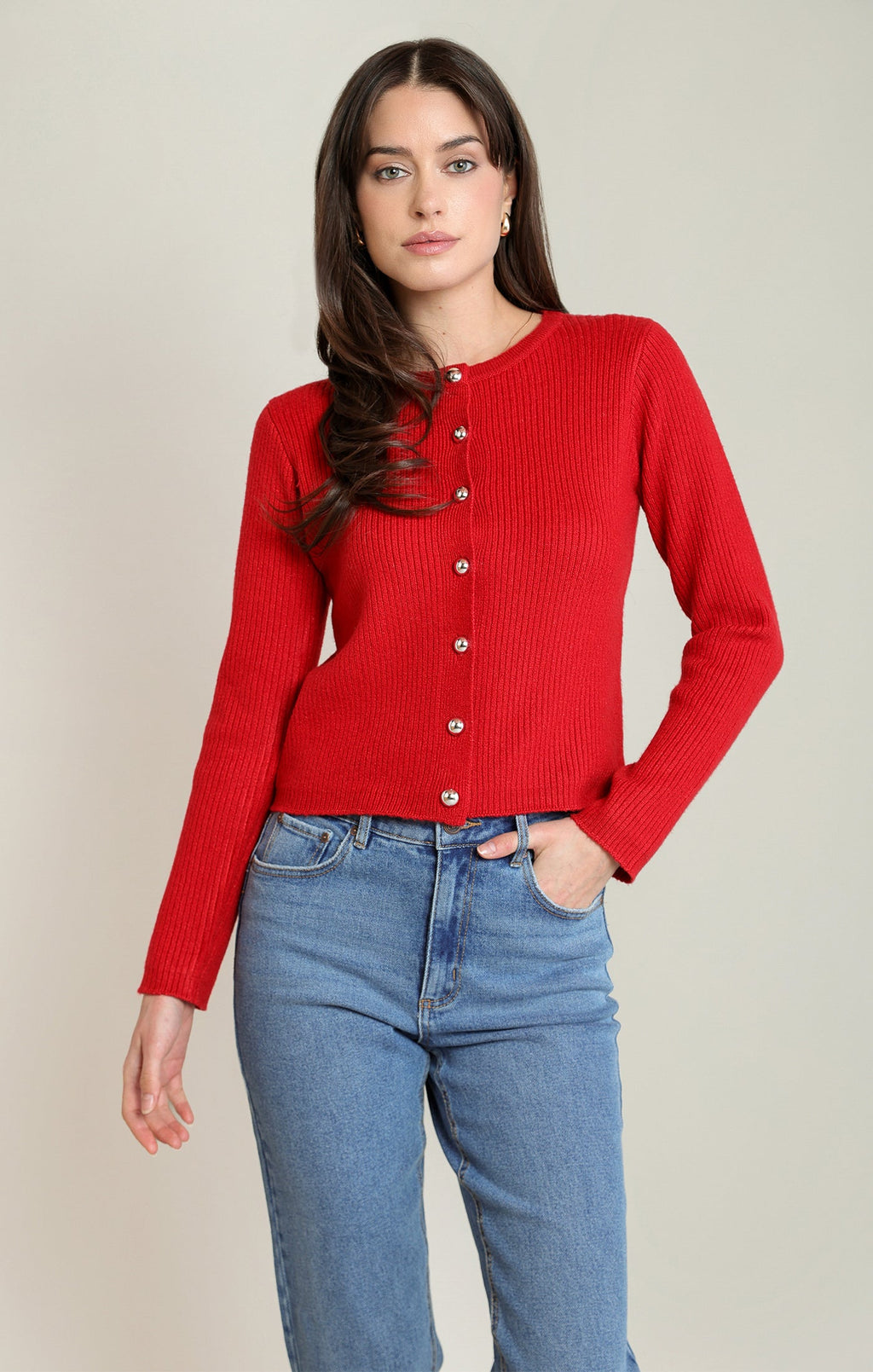 Button-Through Cotton-Blend Cardigan