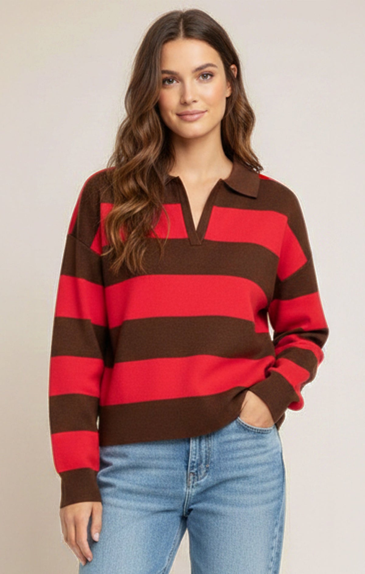 Striped Short-Sleeve Knit Polo