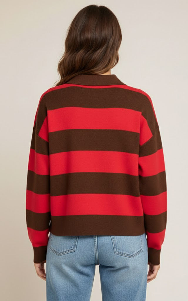 Striped Short-Sleeve Knit Polo