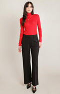 Fitted Fine-Knit Mock-Neck Jumper