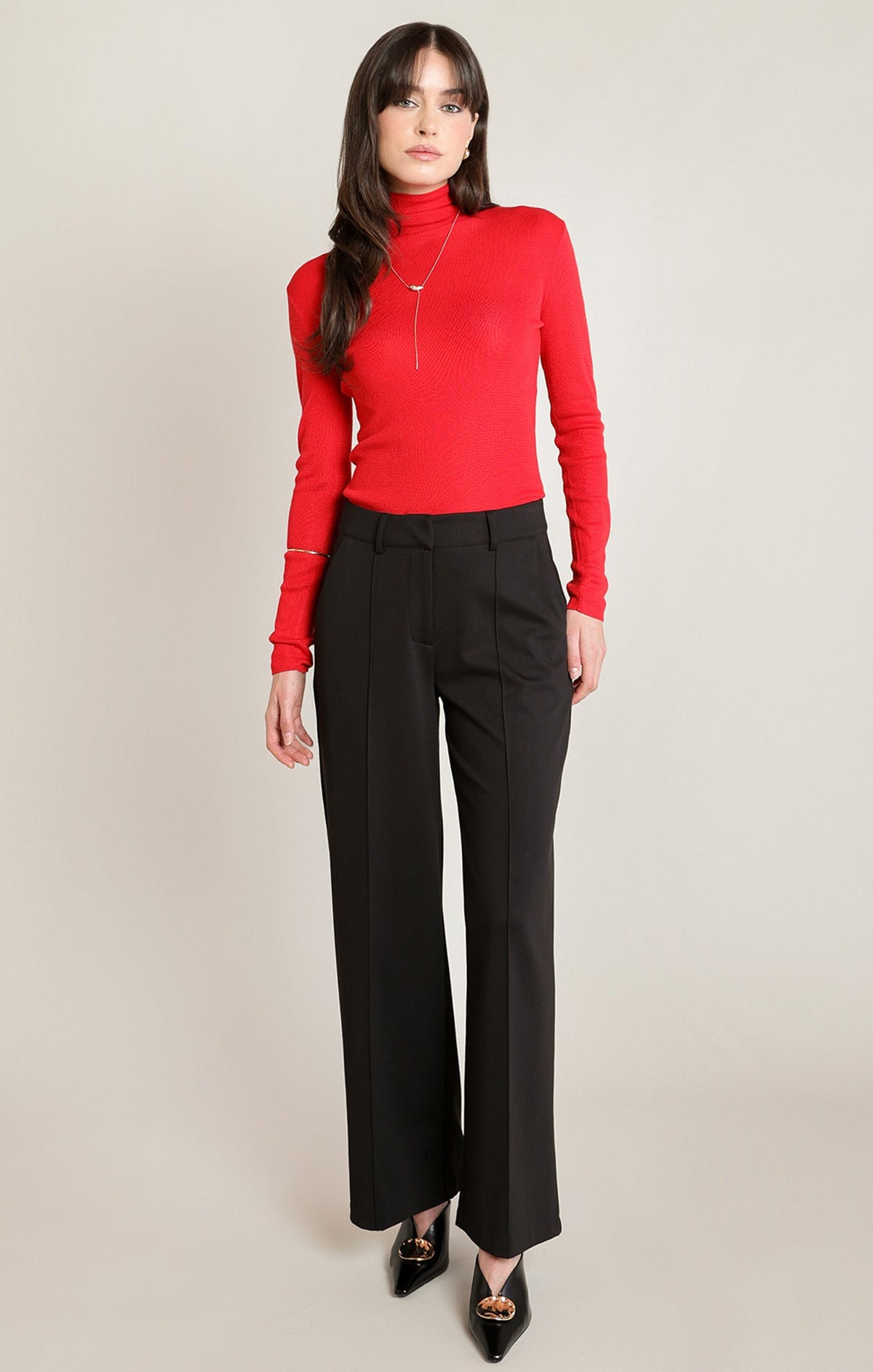 Fitted Fine-Knit Mock-Neck Jumper