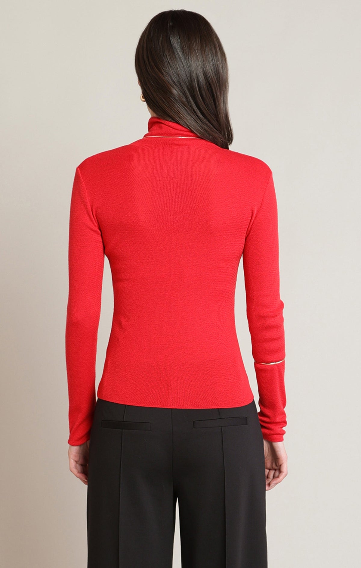Fitted Fine-Knit Mock-Neck Jumper