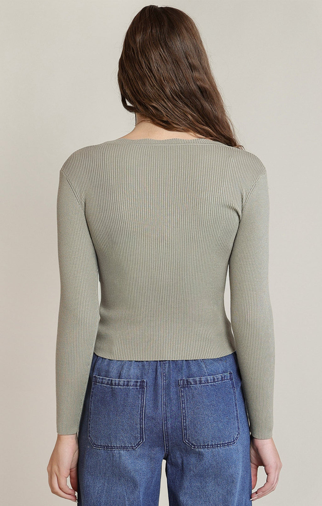 Scallop-Neck Long-Sleeve Knit Top