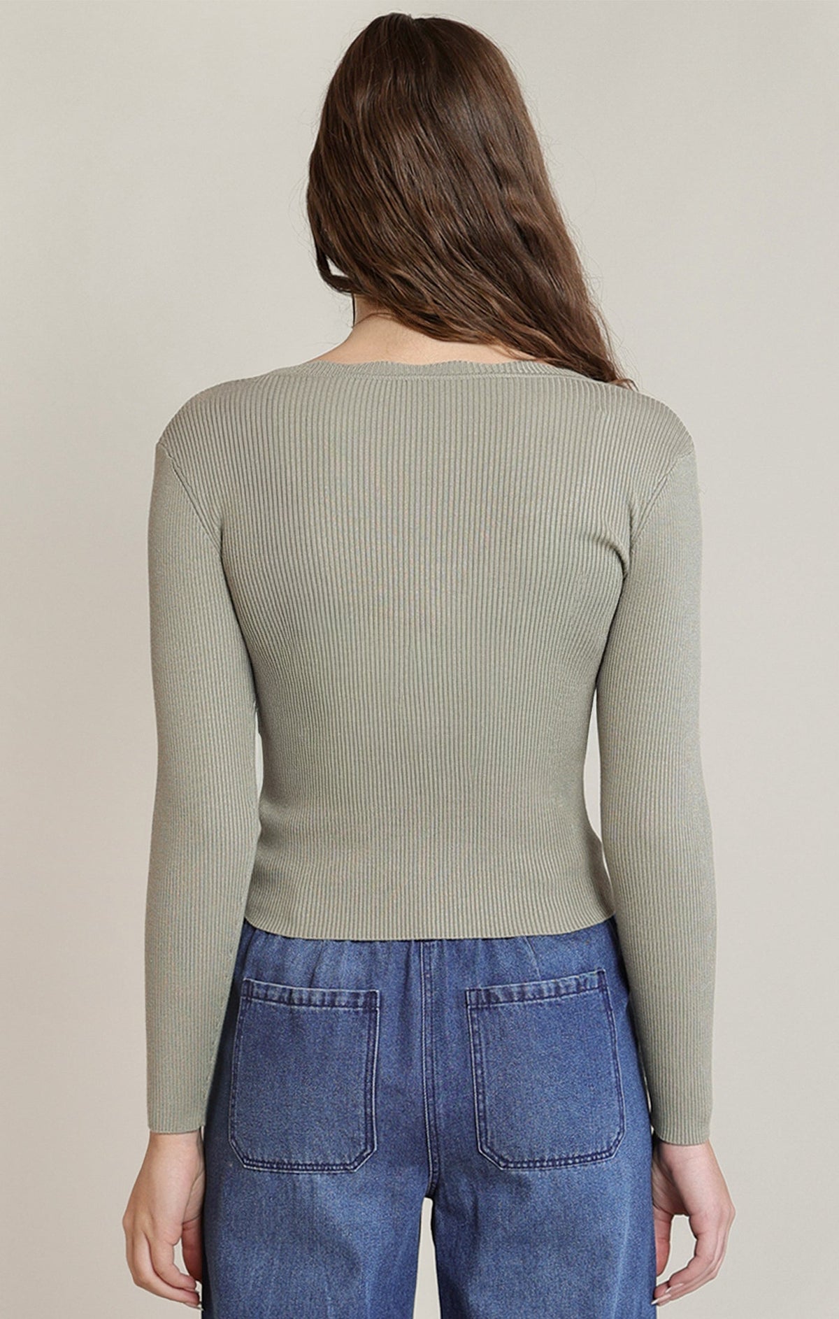 Scallop-Neck Long-Sleeve Knit Top