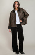 Leopard-Print Padded Denim Jacket