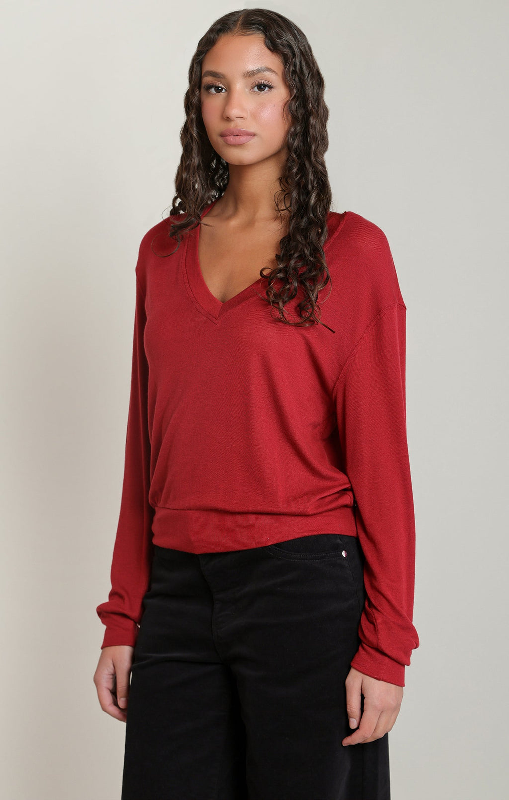 Fitted V-Neck Stretch T-Shirt