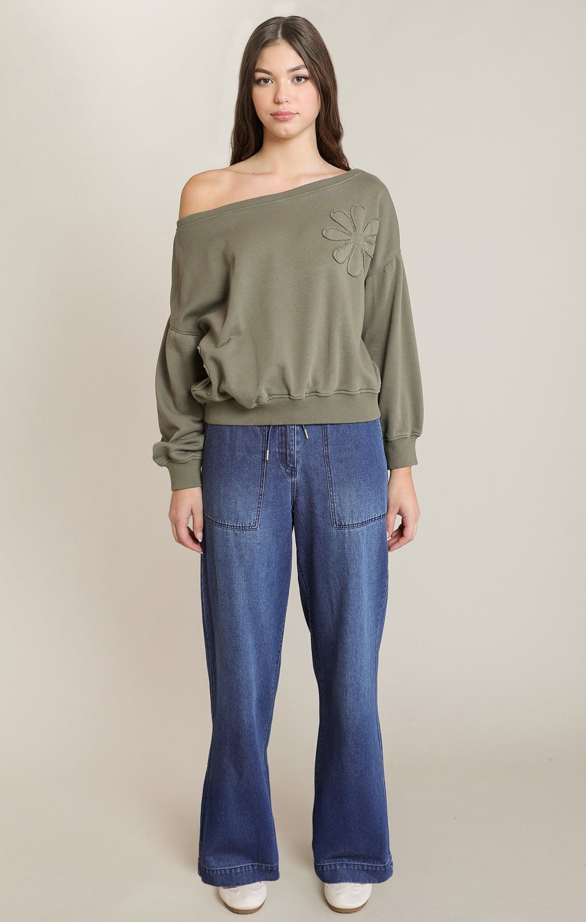 Floral-Embroidered Cotton-Blend Sweatshirt