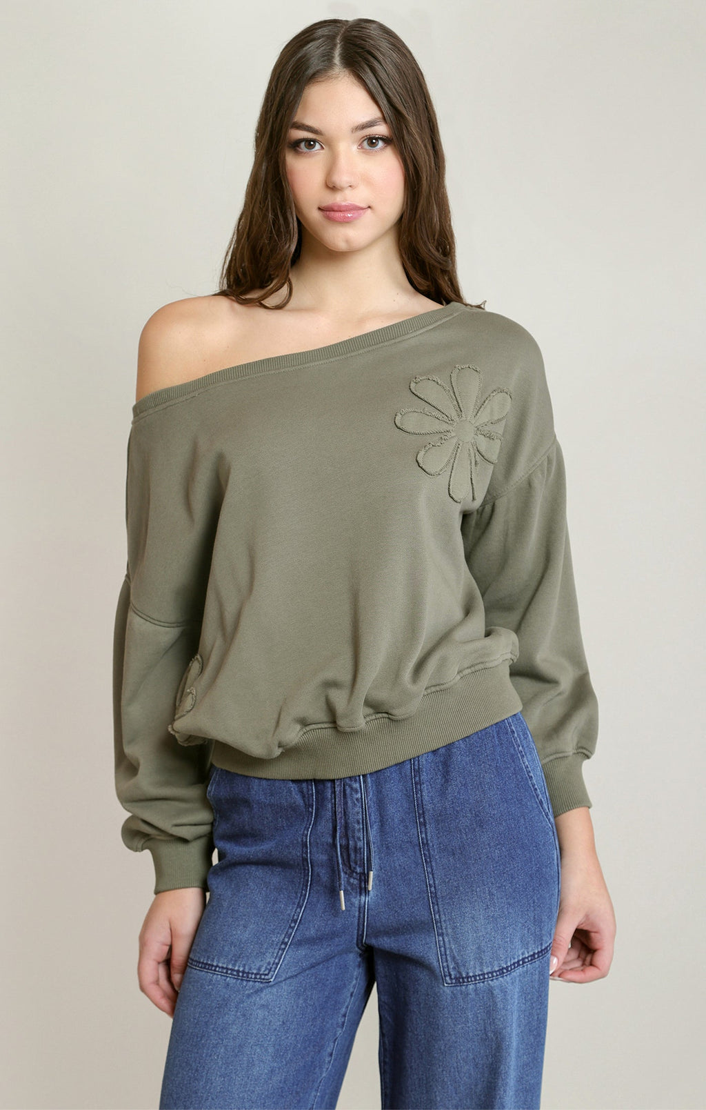 Floral-Embroidered Cotton-Blend Sweatshirt