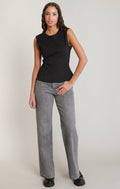 Cinched-Waist Cotton Short-Sleeve Top