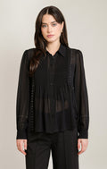 Stud-Detail Long-Sleeve Blouse