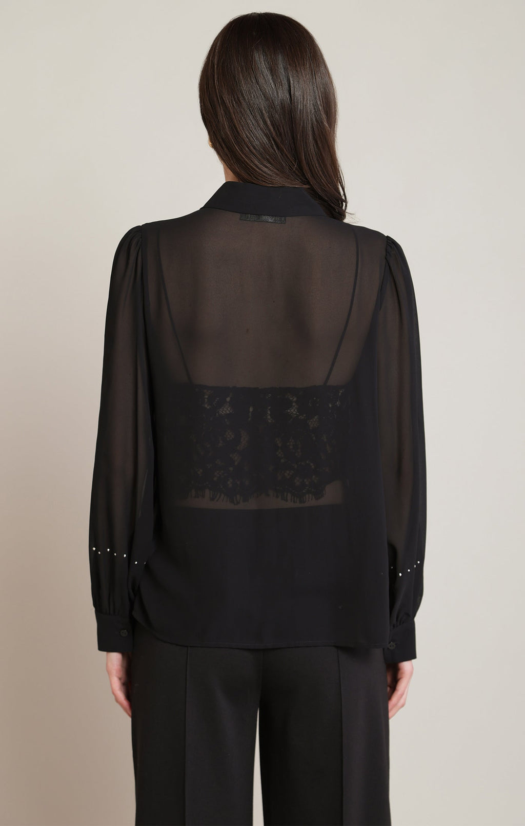 Stud-Detail Long-Sleeve Blouse