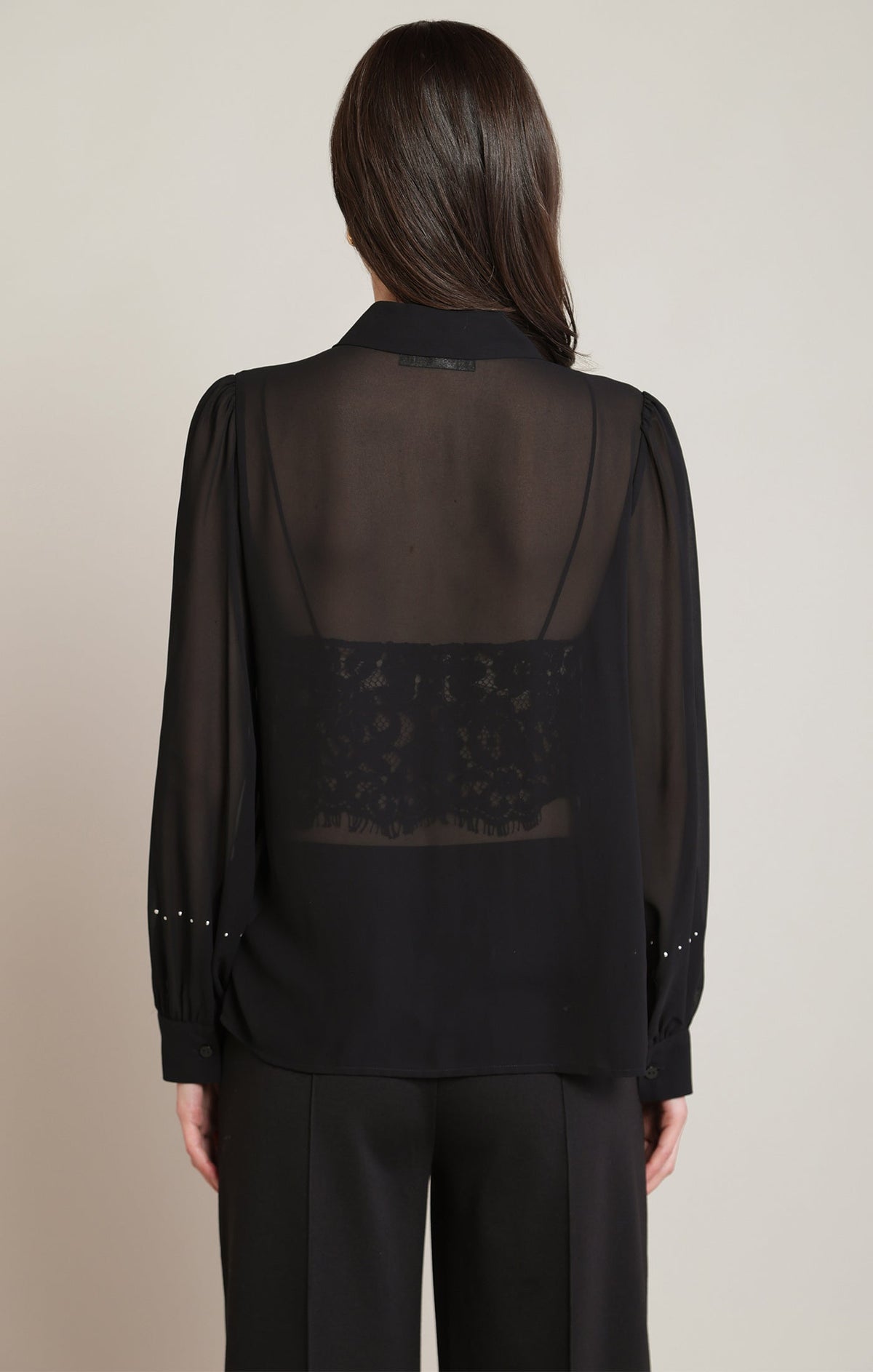 Stud-Detail Long-Sleeve Blouse