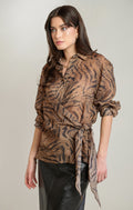 Animal-Print Wrap-Front Shirt