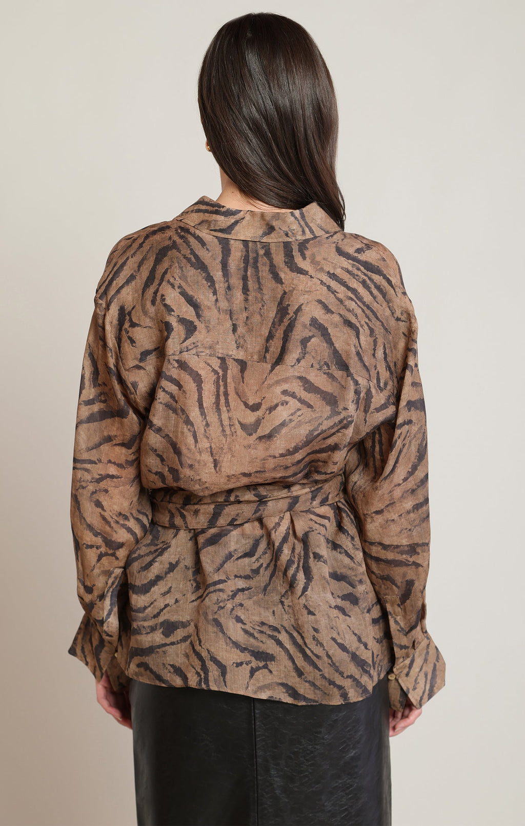 Animal-Print Wrap-Front Shirt