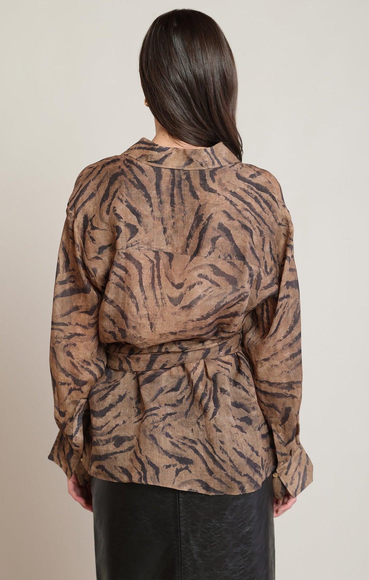 Animal-Print Wrap-Front Shirt