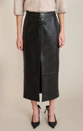 Fitted Faux-Leather Mini Skirt