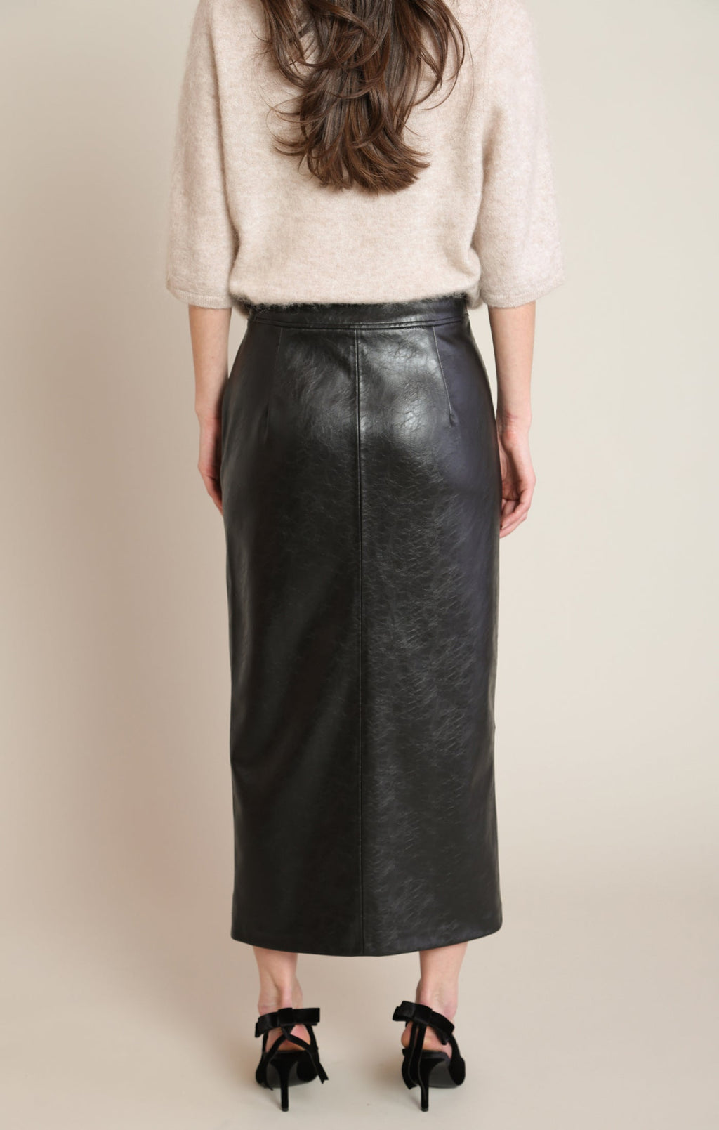 Fitted Faux-Leather Mini Skirt