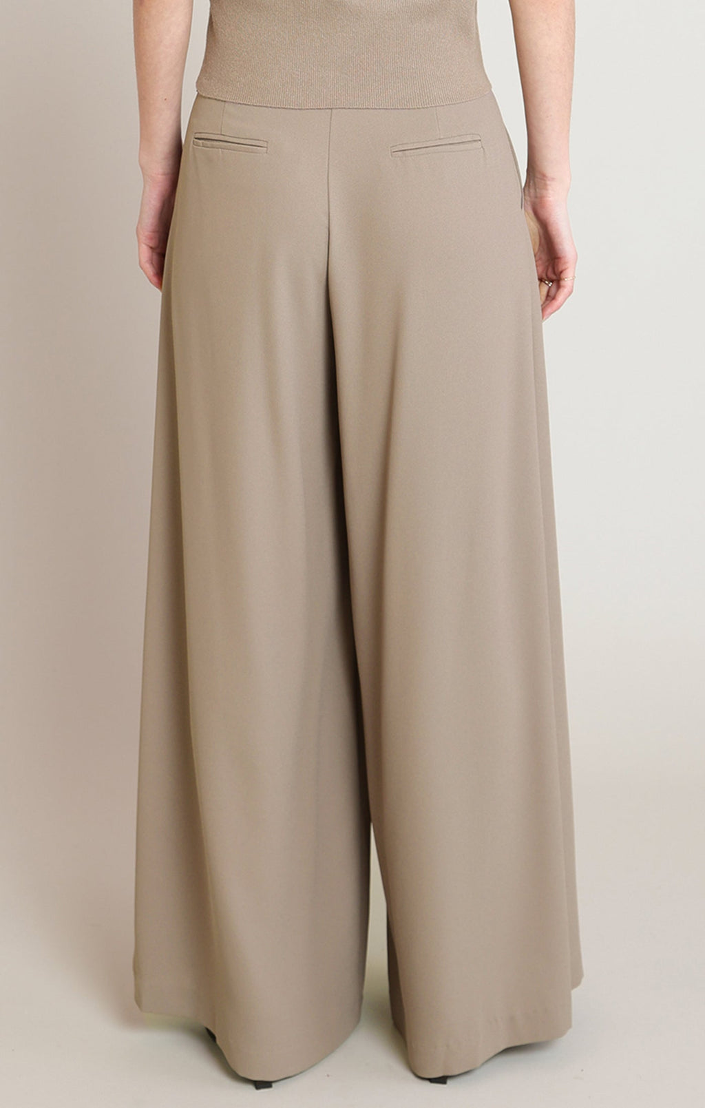 High-Waist Pleated Tapered Trousers