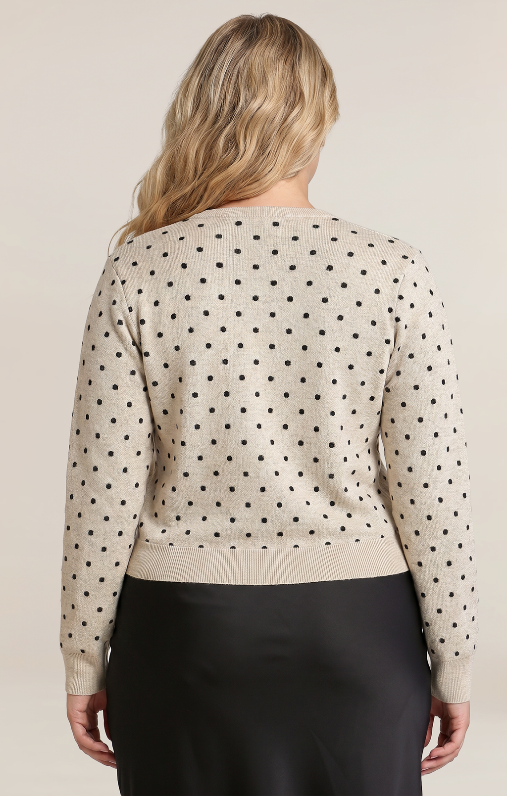Polka-Dot Open-Front Cardigan
