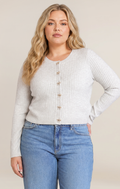 Cropped Knit Cardigan with Bow Buttons