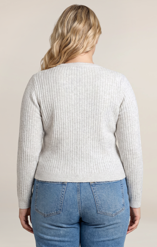 Cropped Knit Cardigan with Bow Buttons