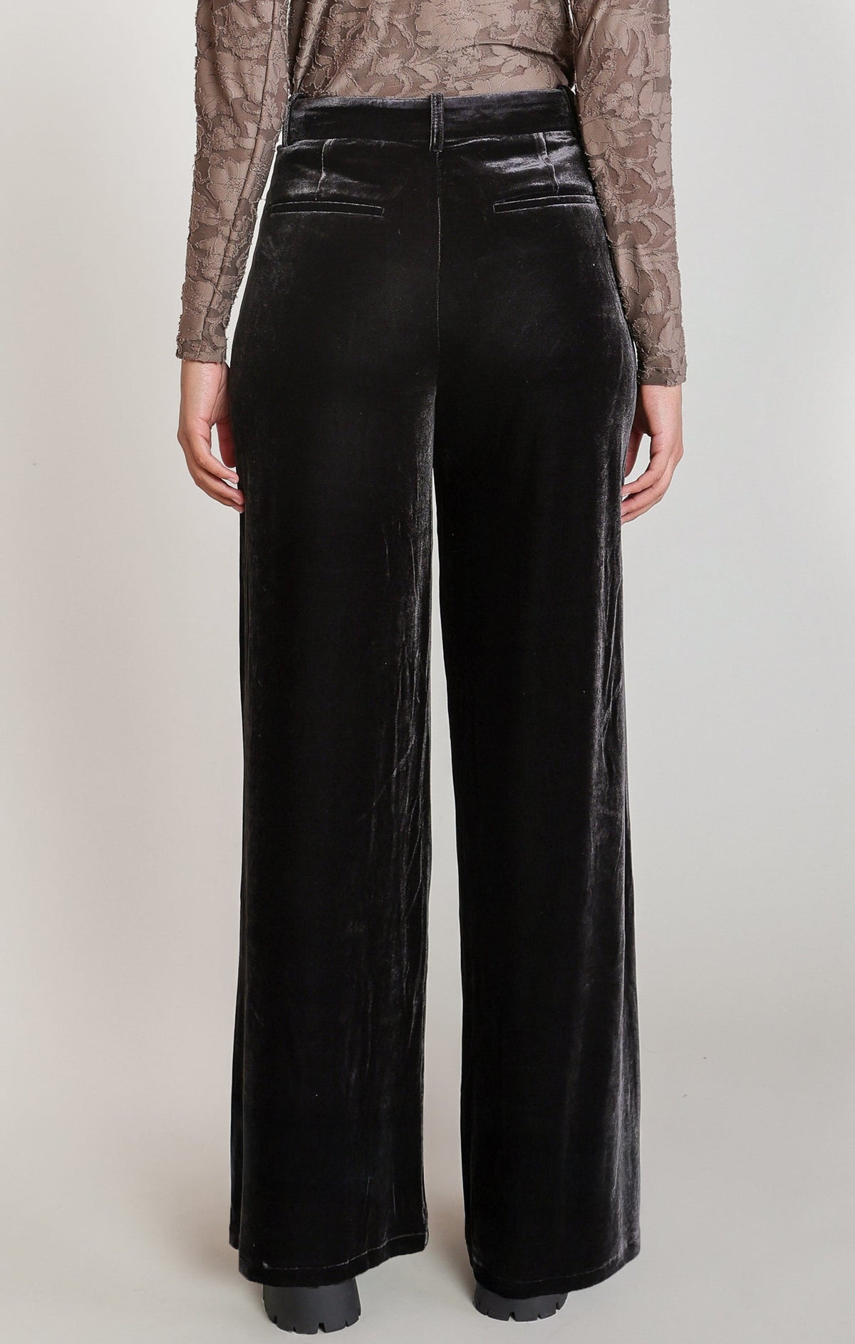 Stretch Velvet Wide-Leg Trousers
