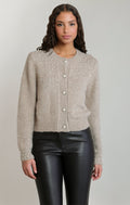 Embellished Round-Neck Open Cardigan