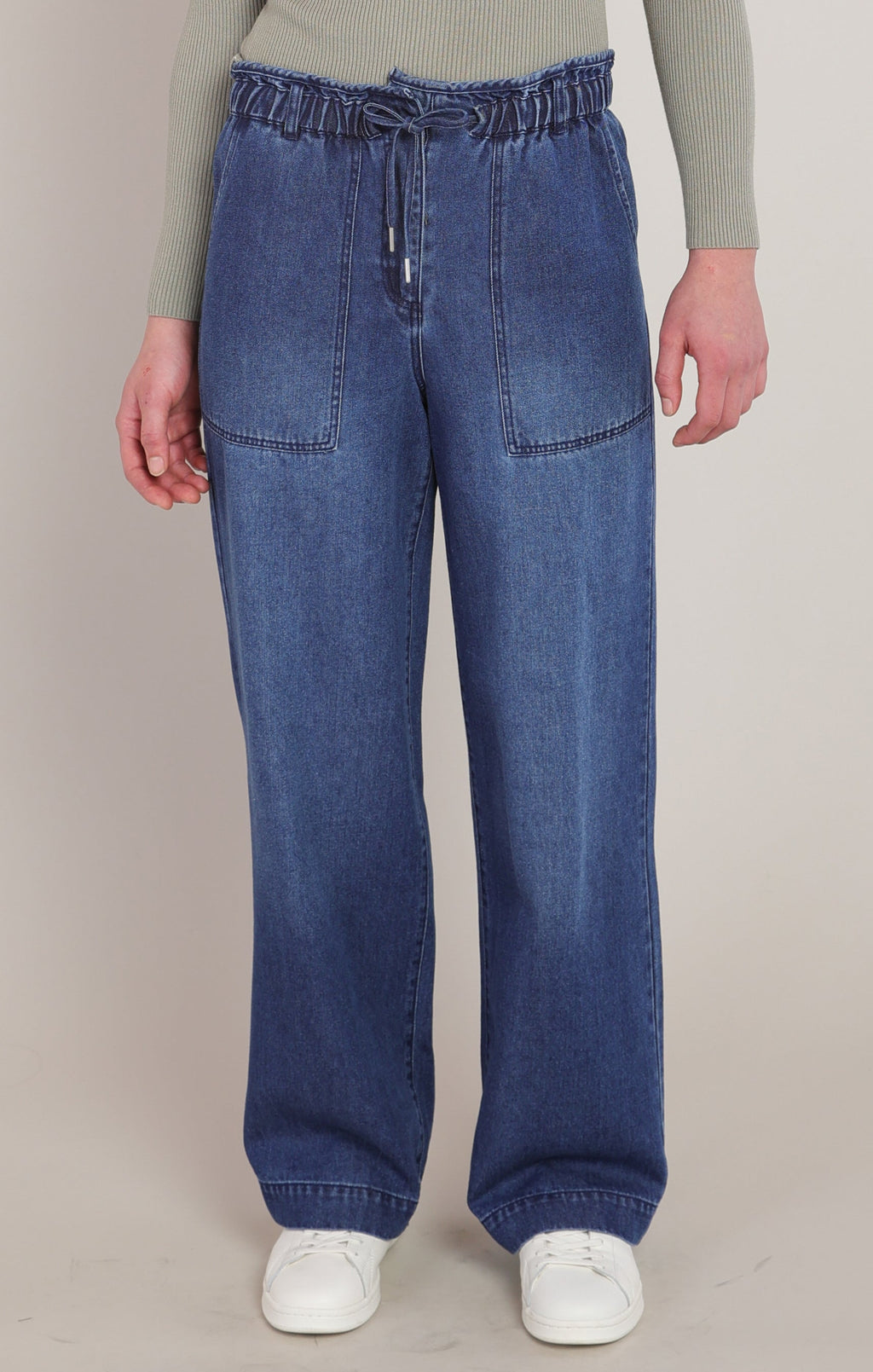Indigo Wide-Leg Cotton-Lyocell Jeans