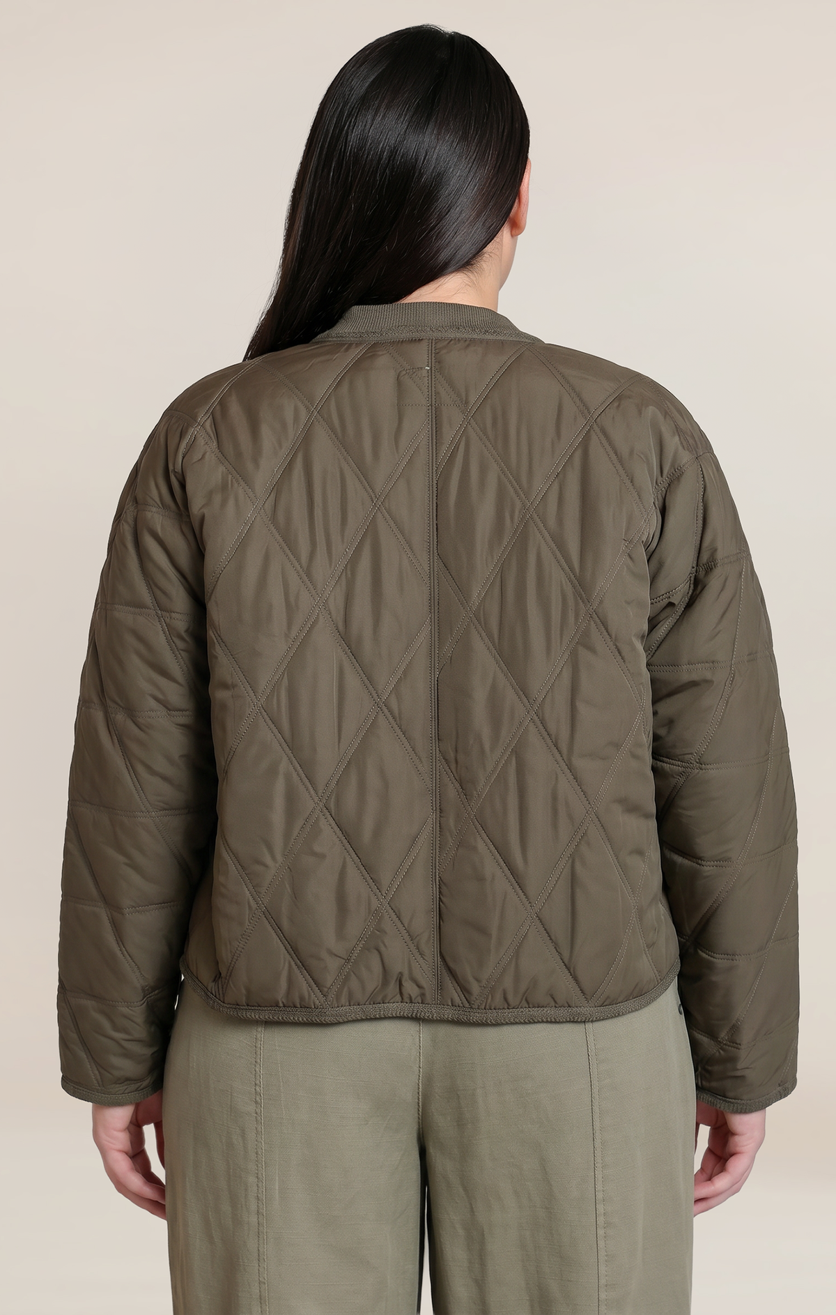 Padded Quilted Jacket with Front Zip