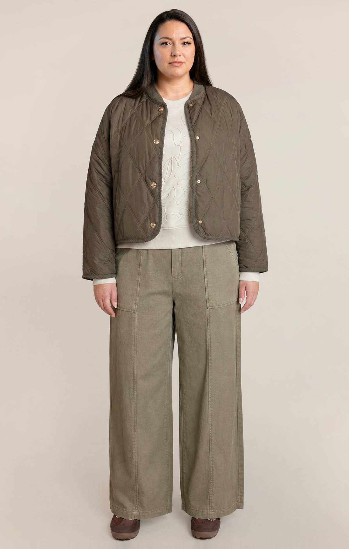 Padded Quilted Jacket with Front Zip
