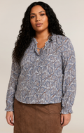 Silk-Blend Balloon-Sleeve Blouse