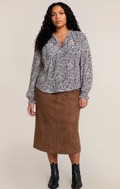 Faux-Suede Straight Midi Skirt