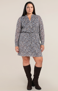 Silk-Blend Button-Detail Midi Dress with Tie Belt