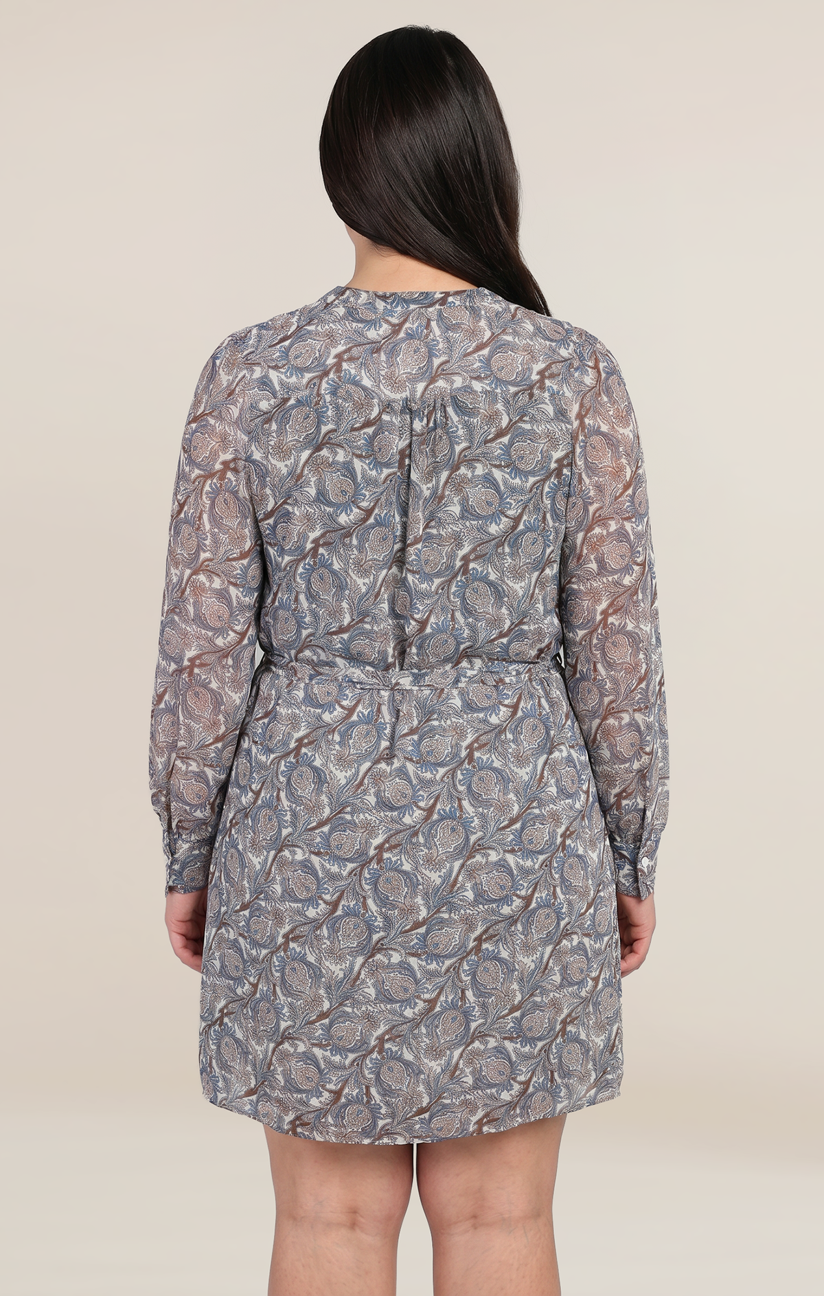 Silk-Blend Button-Detail Midi Dress with Tie Belt