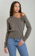 Draped Off-Shoulder Long-Sleeve Jumper