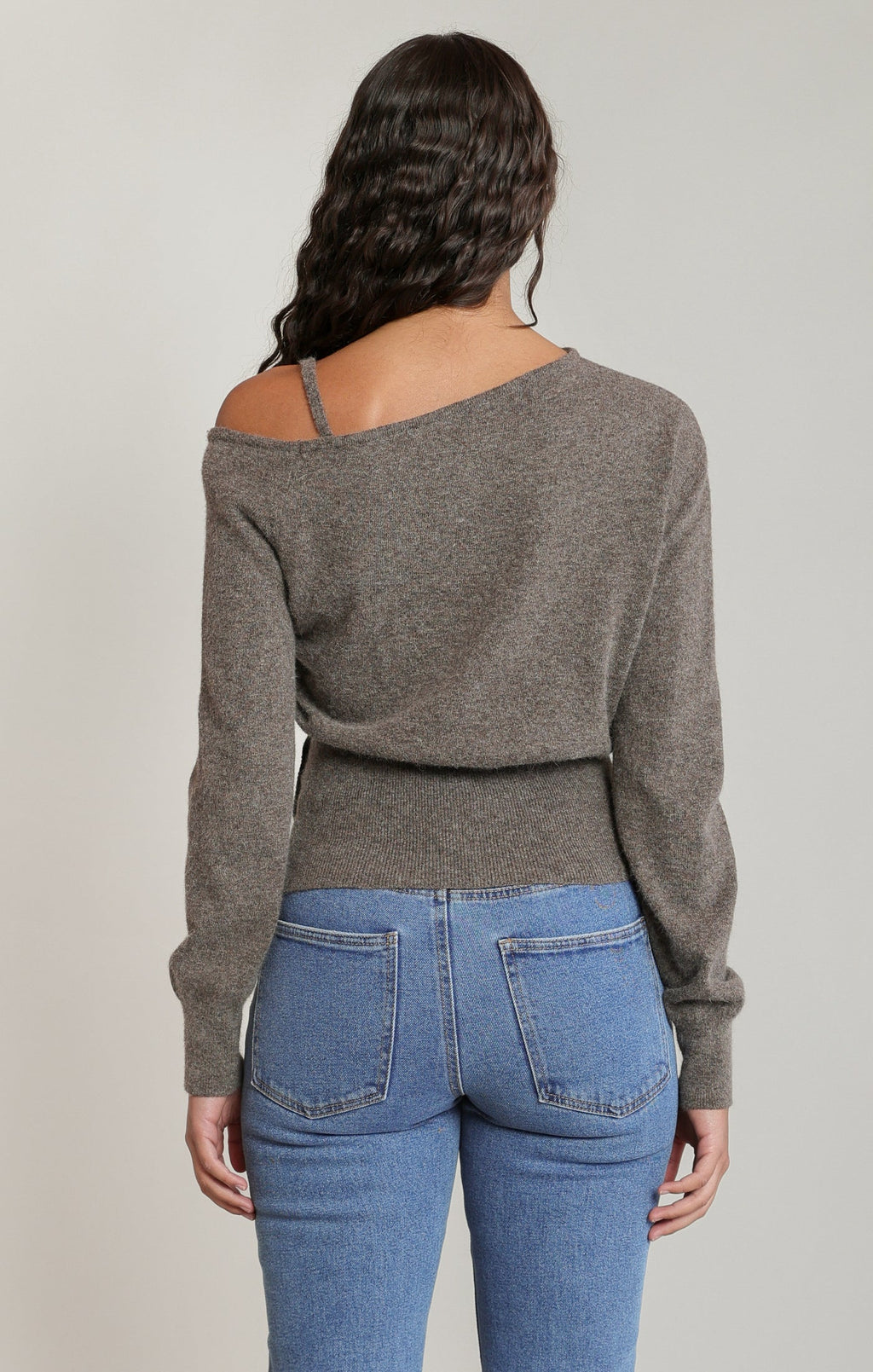 Draped Off-Shoulder Long-Sleeve Jumper