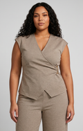 Long-Sleeve Cross-Wrap V-Neck Top