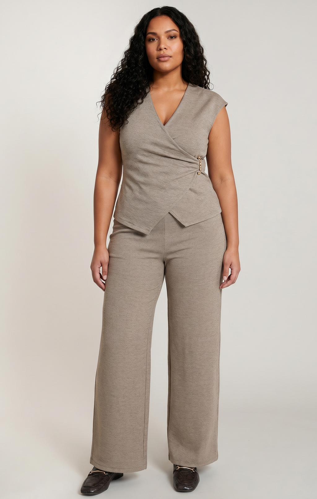 Long-Sleeve Cross-Wrap V-Neck Top