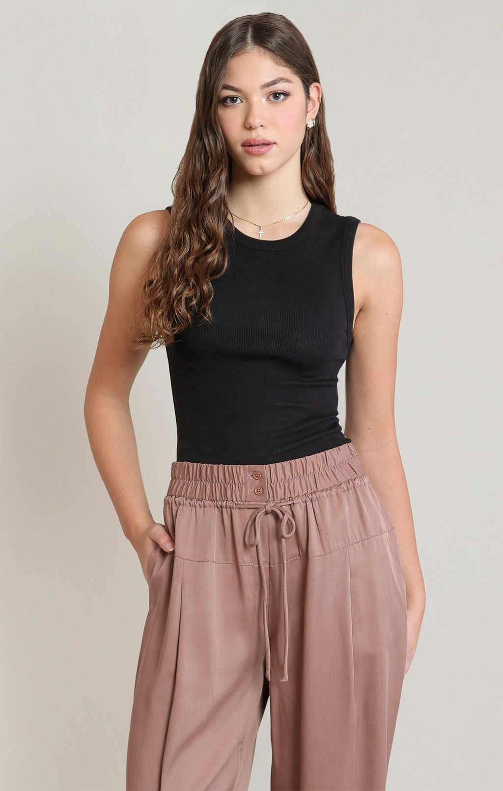 Cotton-Rich Ribbed Round-Neck Vest Top