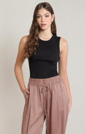 Cotton-Rich Ribbed Round-Neck Vest Top