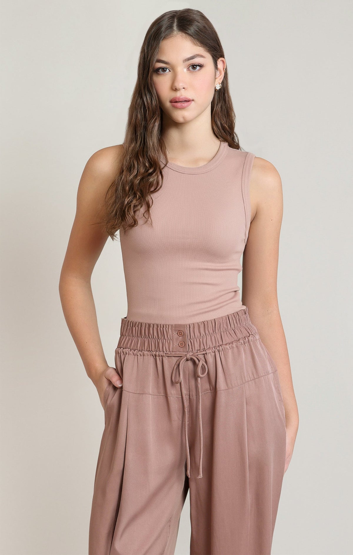 Cotton-Rich Ribbed Round-Neck Vest Top
