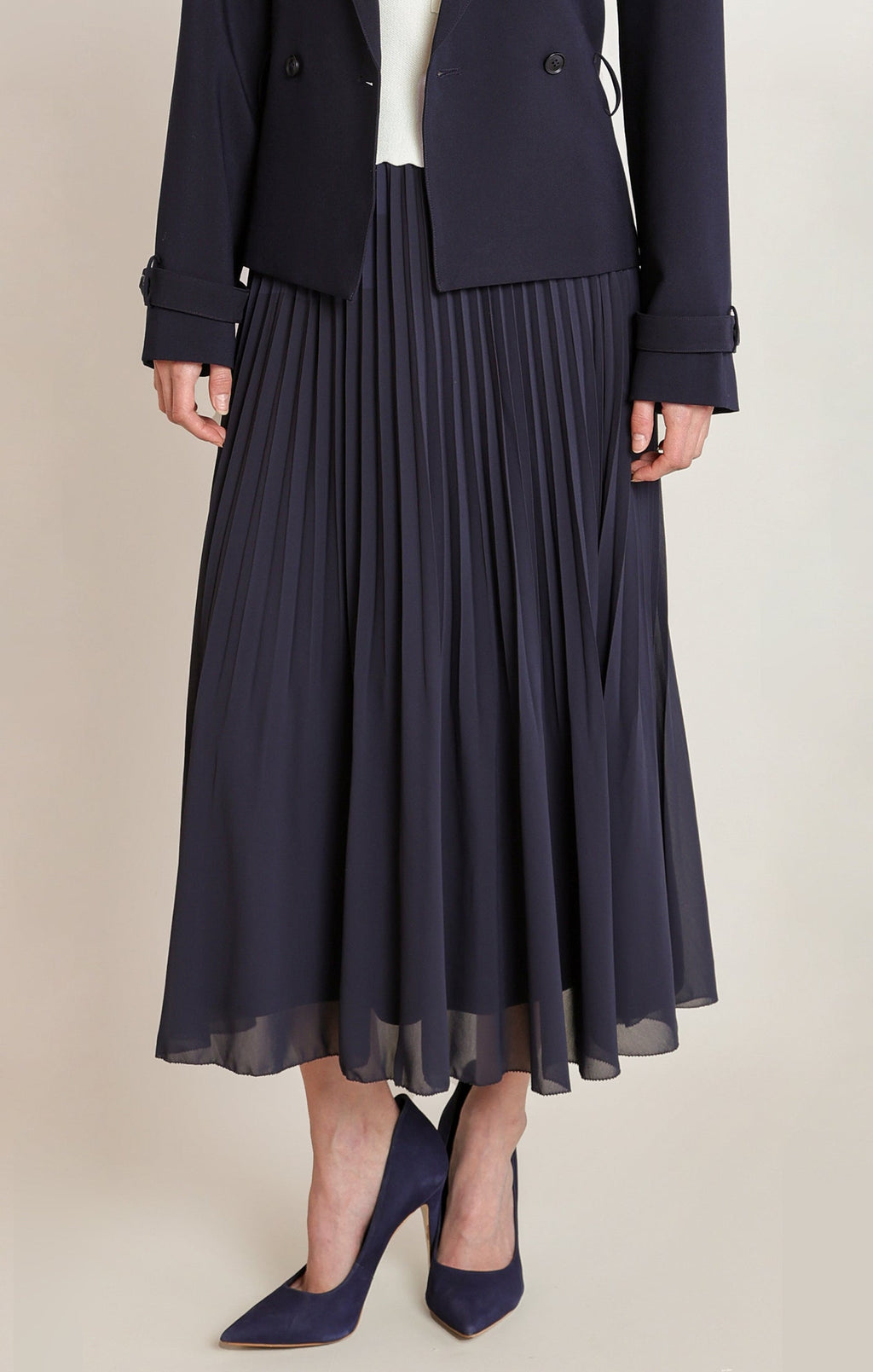 Pleated Midi Skirt with Elasticated Waist