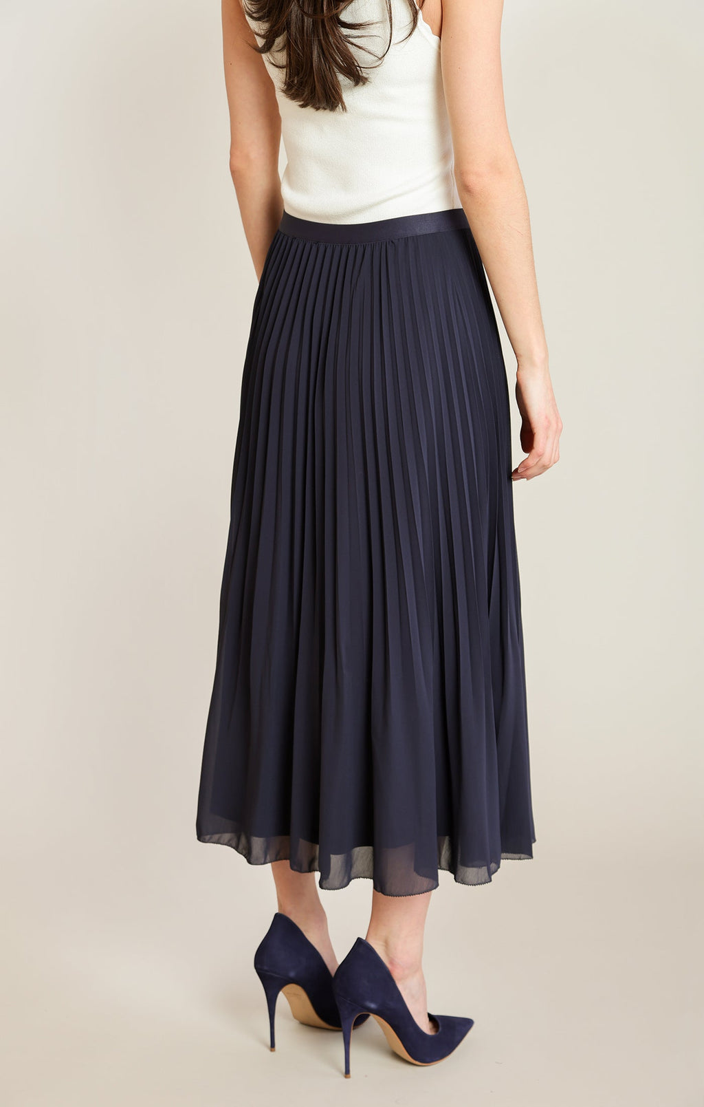 Pleated Midi Skirt with Elasticated Waist