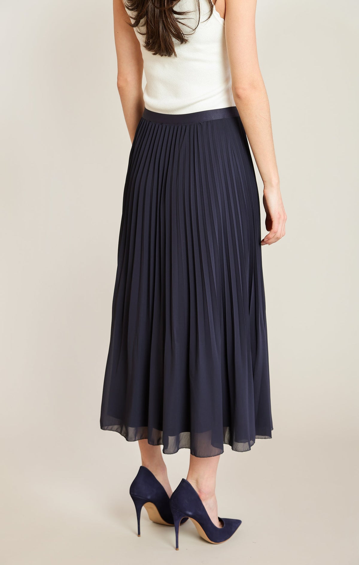 Pleated Midi Skirt with Elasticated Waist